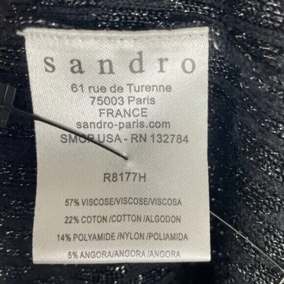 Sandro Ritournelle Metallic Long Sleeve Jacquard Knit Mini Dress Black 1/ S/ 4 - Picture 8 of 8